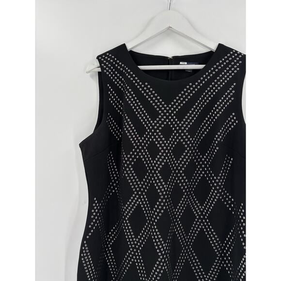 Tommy Hilfiger Dress Womens 18 Black Sleeveless Studded Sheath Stretchy Zip Up - Picture 4 of 16
